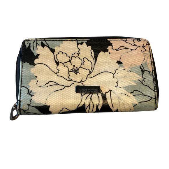 Sakroots Artist Circle Black Peony Wallet Casual Everyday - Picture 1 of 6